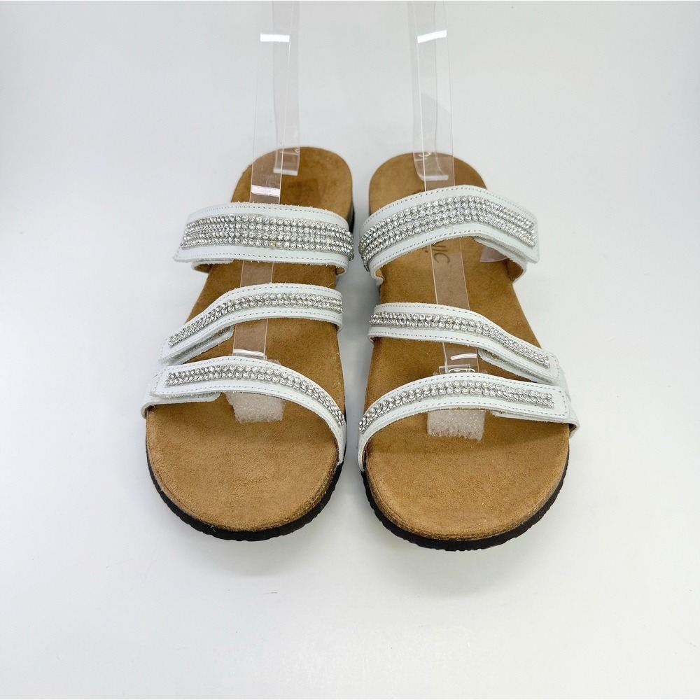 Vionic Afton White Rhinestone Sandals Adjustable Straps Comfort Womens 10 Party - Picture 2 of 15